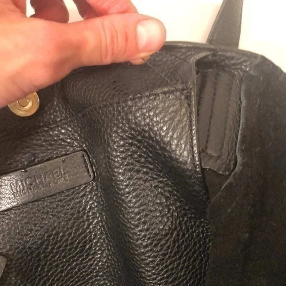Michael kors black leather tassel tote bag